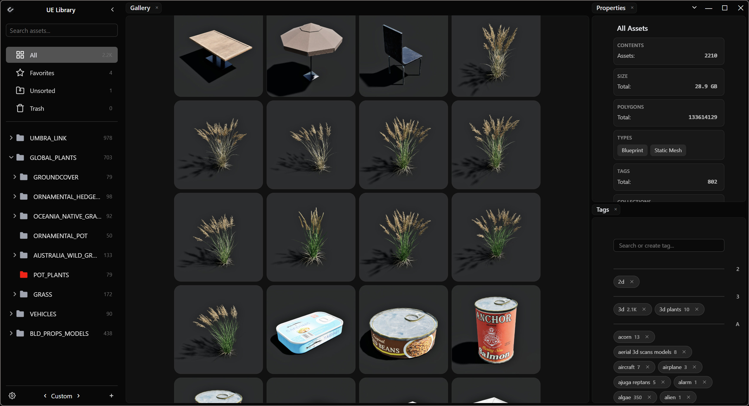 Collections and library layout in Uiture Link